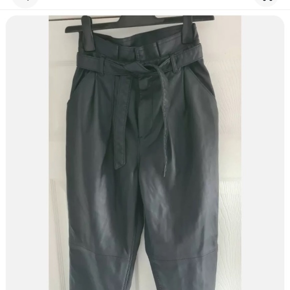 Free  people Nightfall Vegan leather paperbag waist crop trousers US 10 new - Picture 2 of 4